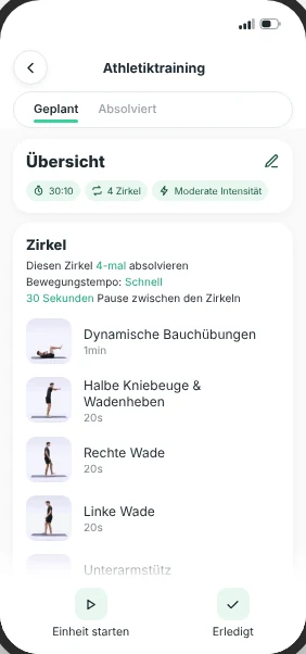 Krafttraining in der App RunMotion Coach