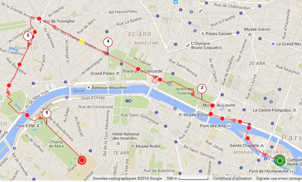 Laufrunde in Paris vorbei am Eiffelturm und historischen Sehenswurdigkeiten, ideale Strecke fur Runner.