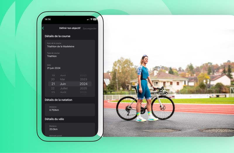 Triathlet trainiert Schwimmen, Radfahren und Laufen zur Leistungssteigerung auf verschiedenen Distanzen.