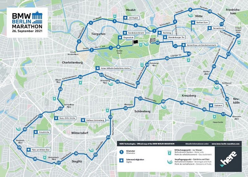 Laufstrecke beim Berlin-Marathon mit Highlights der Route, Tipps zu Anmeldung und Training.
