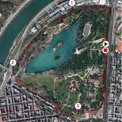 Läufer trainiert im Parc de la Tête d'Or in Lyon auf der 3,94-km-Runde.