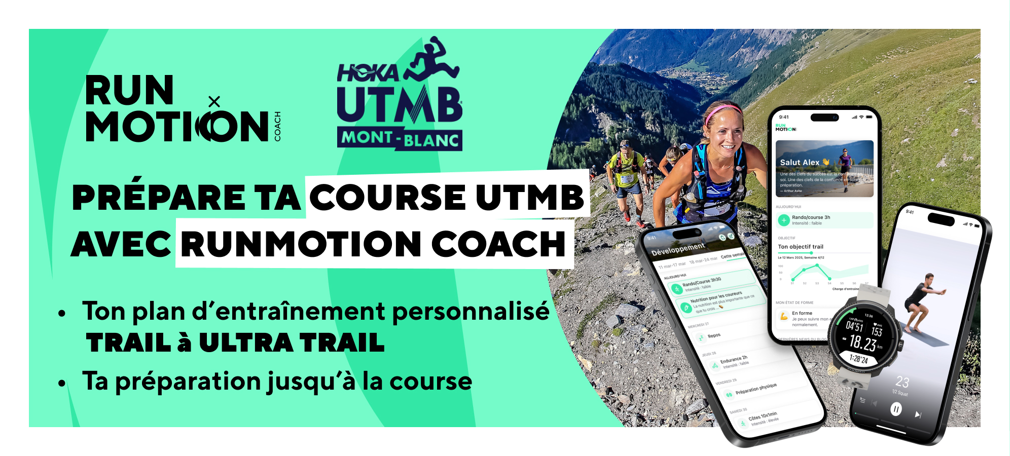 Trailrunner beim anspruchsvollen Training für den UTMB Mont-Blanc mit Ziel, erfolgreich als Finisher anzukommen.